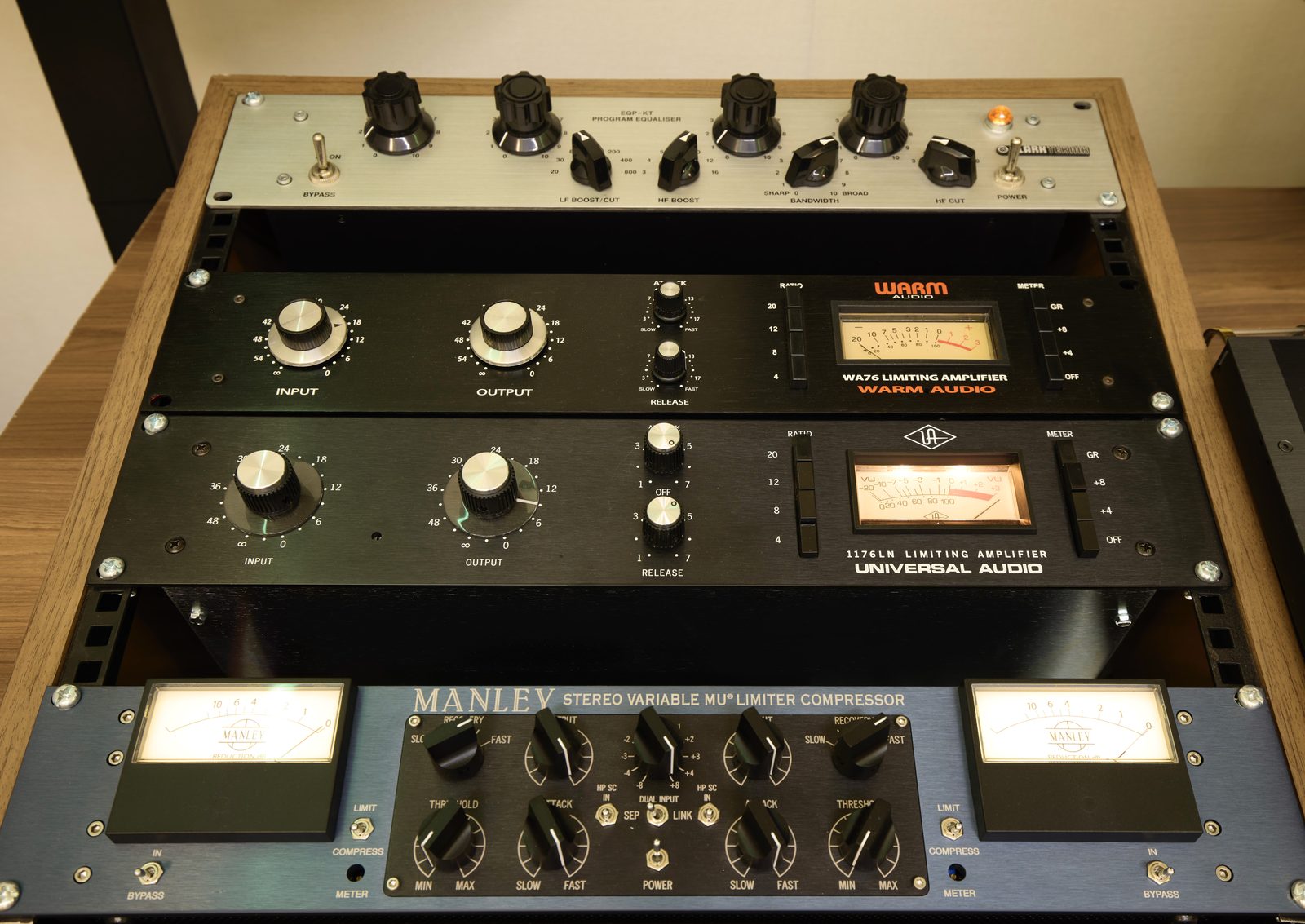 Merging Hapi, Distressors, BAE 73MPL preamps and SSL channel strips in the rack